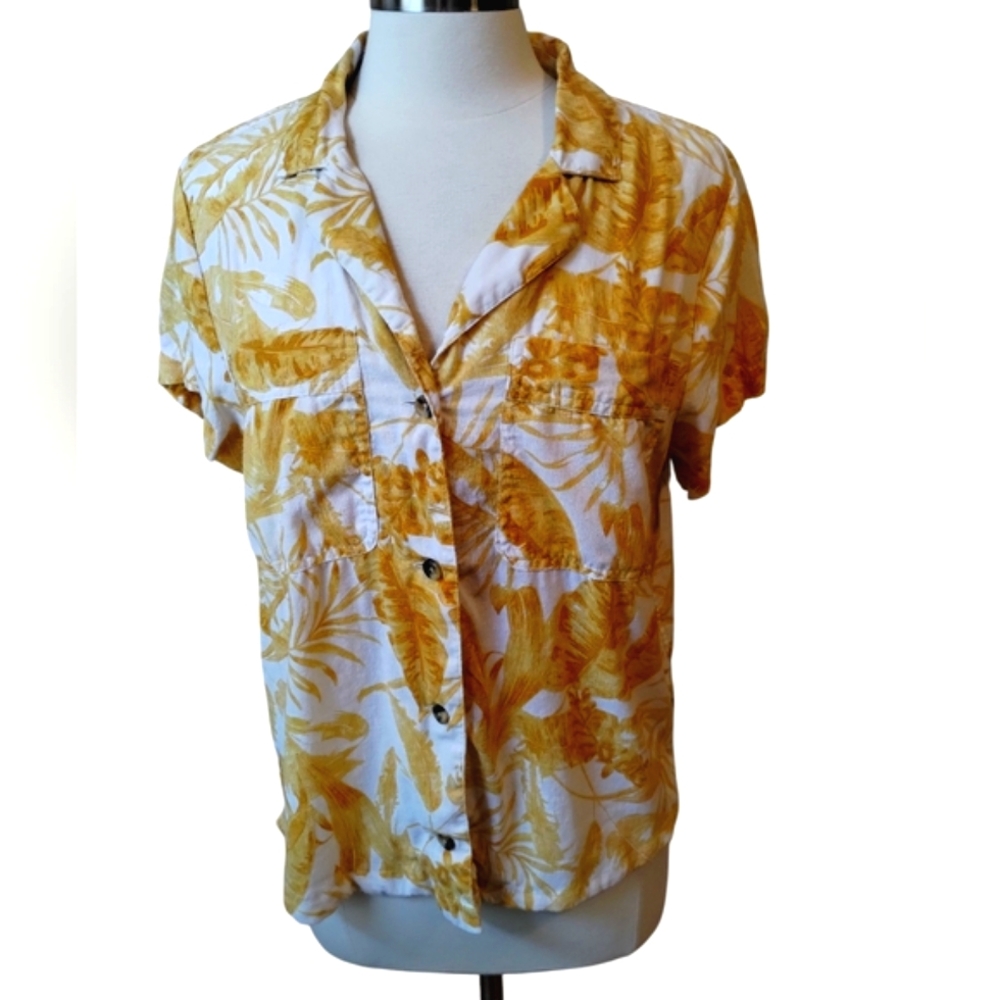 Linen Shirt Wonderly Large Tropical Button Up